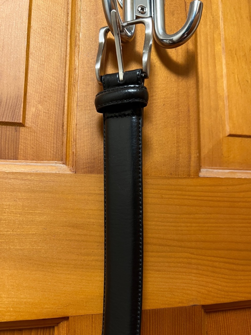 Jos. A. Bank Black Leather Belt with Silver Buckle